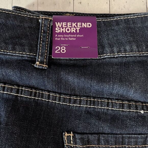 Lane Bryant Size 28 Weekend Mid Rise boyfriend Denim Jean Dark Blue Shorts NEW - Picture 6 of 11